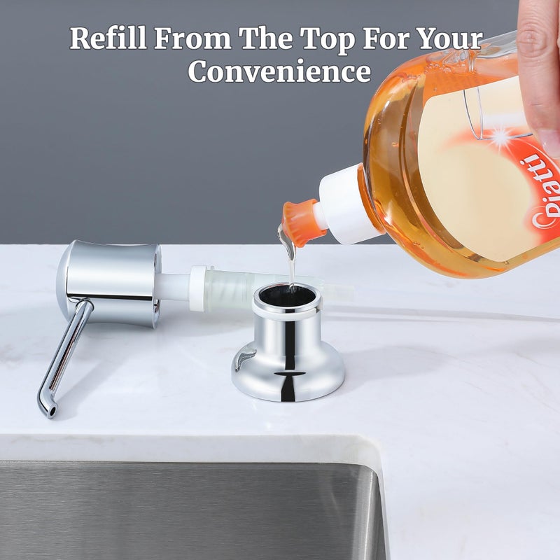 Ultimate Unicorn Soap Dispenser for Kitchen Sink Chrome Upgrade Built-in and Refill-from-Top Design with Liquid Hand & Dish Soap Bottle - Image 5
